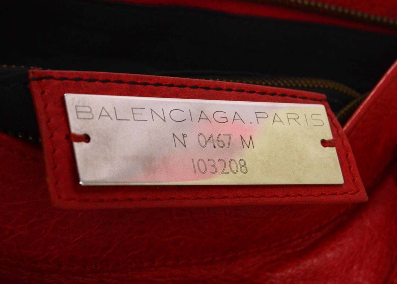 Women's BALENCIAGA Distressed Red Leather Classic First Motorcycle Bag BHW