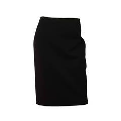 HERMES Black Wool Pencil Skirt sz 36