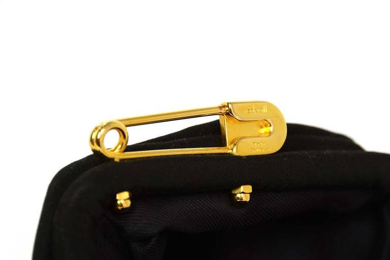 Moschino by Redwall Small Black Saftey Pin Clutch w/ Razor Charm In Excellent Condition In New York, NY