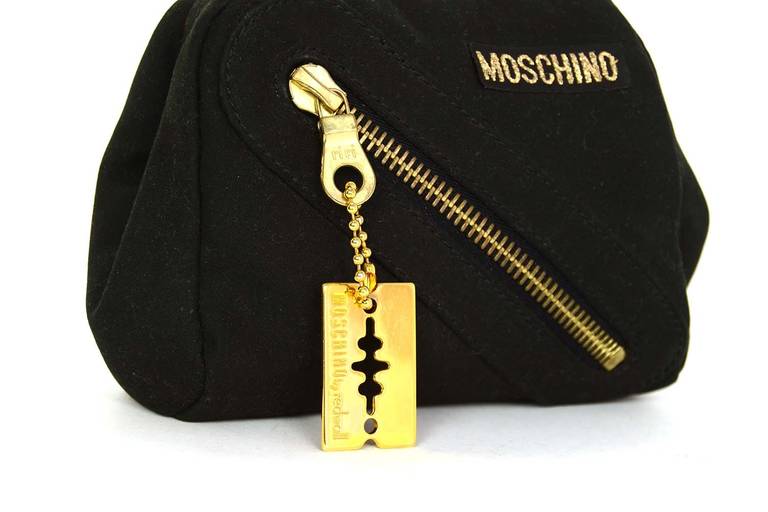 Women's Moschino by Redwall Small Black Saftey Pin Clutch w/ Razor Charm