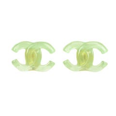 CHANEL Mint Green Resin Clip On Earrings