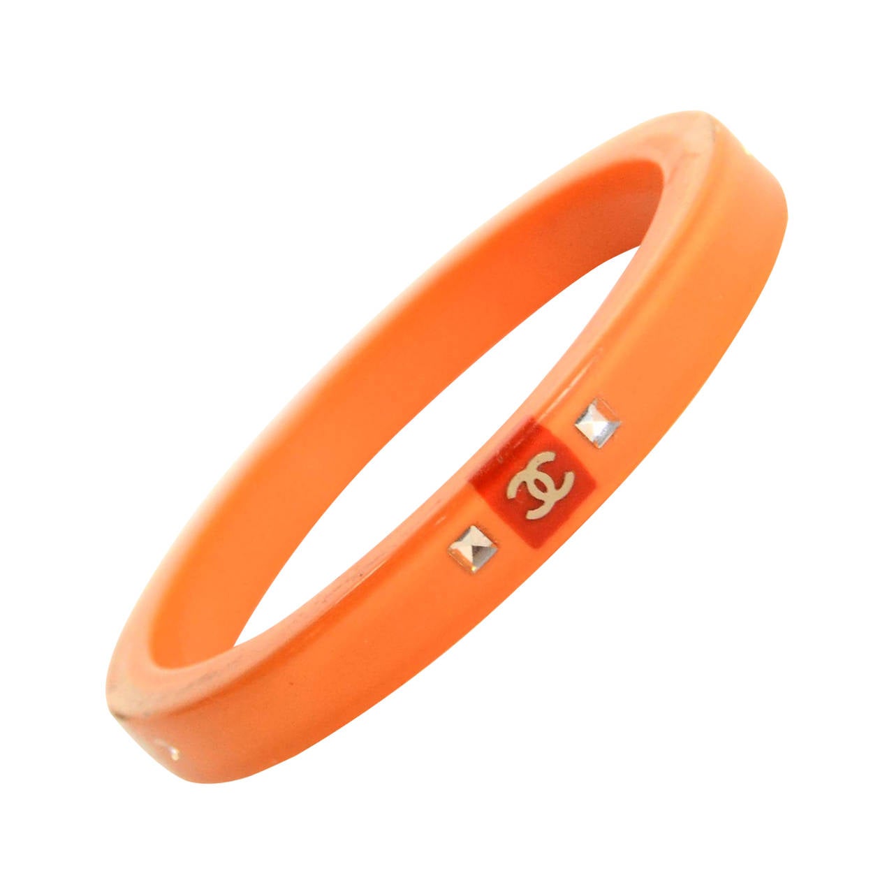 CHANEL Orange Resin Bangle Bracelet