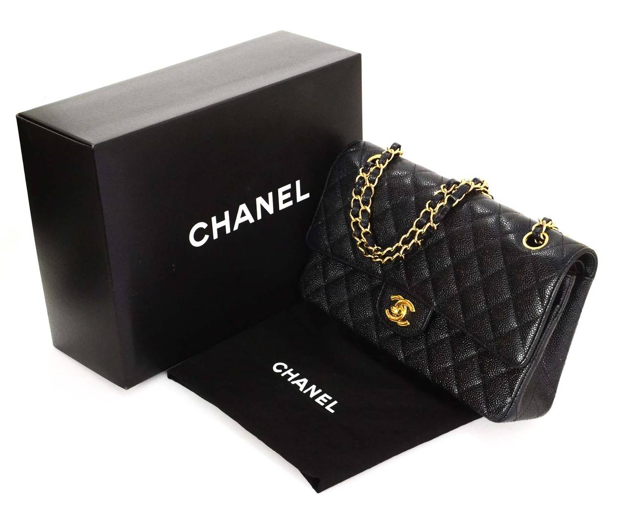 CHANEL Black Quilted Caviar Medium Classic Double Flap Bag GHW 5