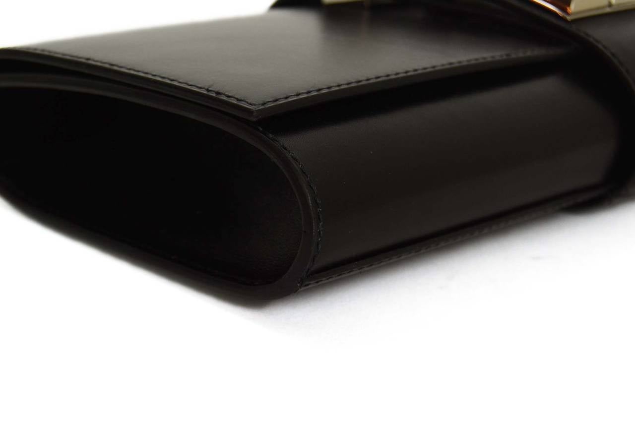 HERMES Black Box Leather 29cm Medor Clutch Bag PHW 1