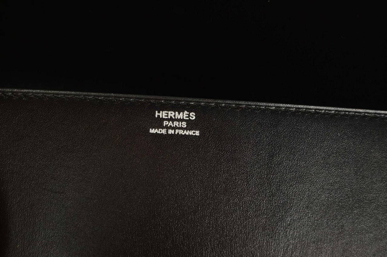 HERMES Black Box Leather 29cm Medor Clutch Bag PHW 3