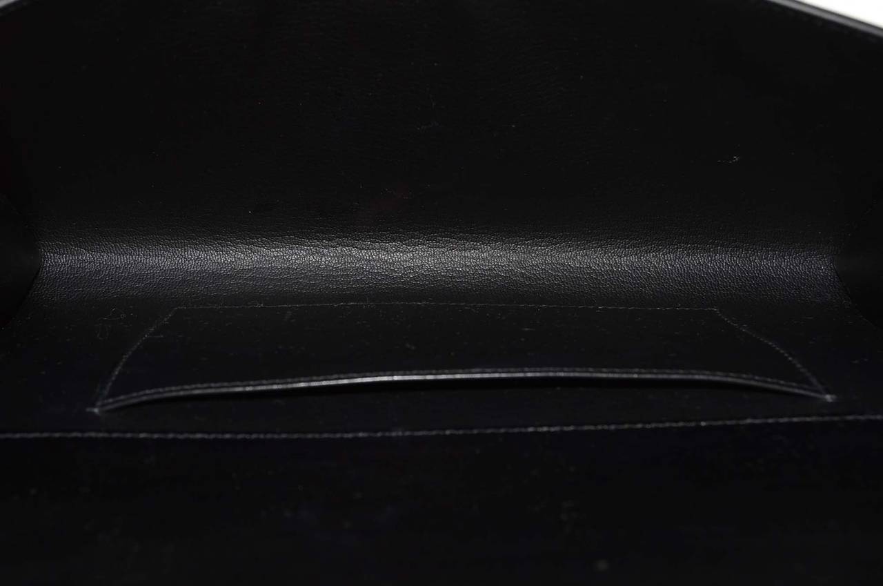 HERMES Black Box Leather 29cm Medor Clutch Bag PHW 2