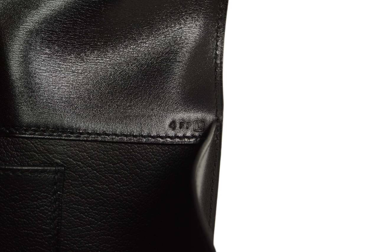 HERMES Black Box Leather 29cm Medor Clutch Bag PHW 4