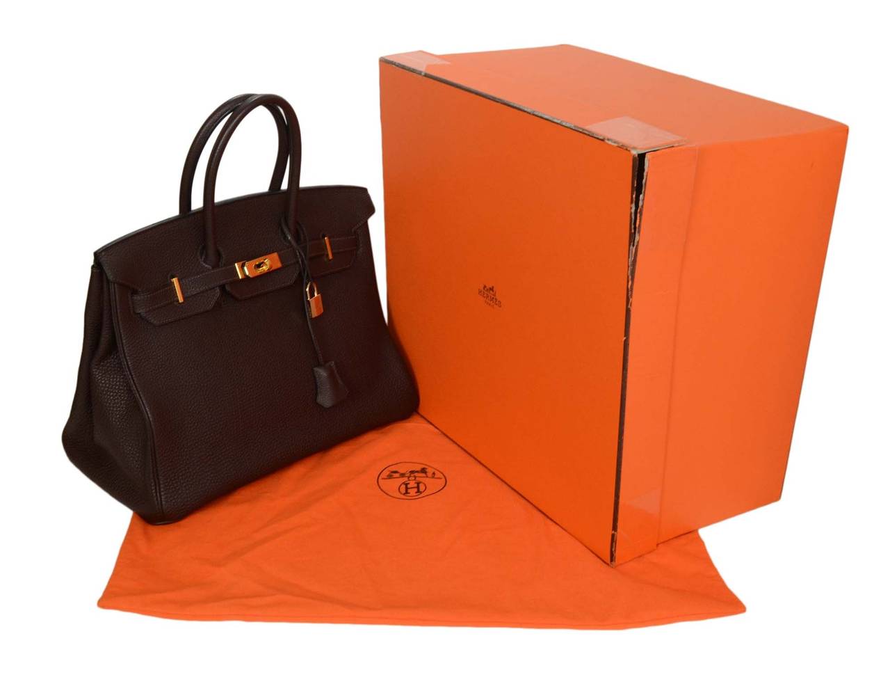 HERMES Brown Togo Leather 35cm Birkin Bag GHW For Sale at 1stdibs