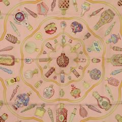 HERMES Peach "Qu'importe Le Falcon" Silk Scarf 90cm