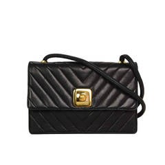 CHANEL Retro '90 Navy Chevron Quilted Lambskin Flap Bag GHW