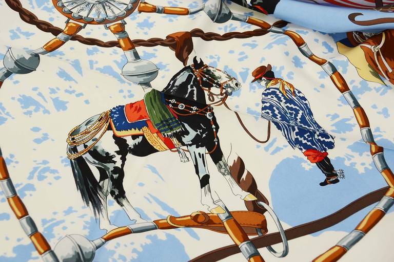 HERMES Dans Le Branches De L'ombu Cowboy Scarf In Excellent Condition In New York, NY