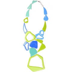 Emilio Pucci Abstrakte übergroße XL Blau/Grün Emaille Statement-Halskette
