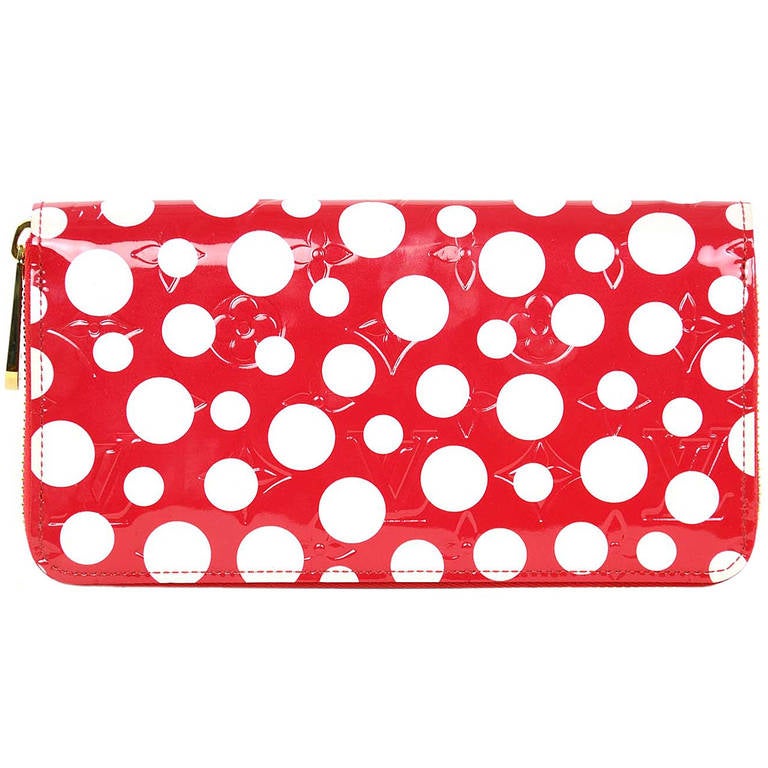 Louis Vuitton Ltd Edt Red Vernis Monogram Kusama Infinity Dots Zippy Wallet