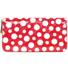 Louis Vuitton Ltd Edt Red Vernis Monogram Kusama Infinity Dots Zippy Wallet