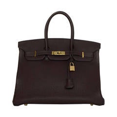 HERMES Brown Togo Leather 35cm Birkin Bag GHW