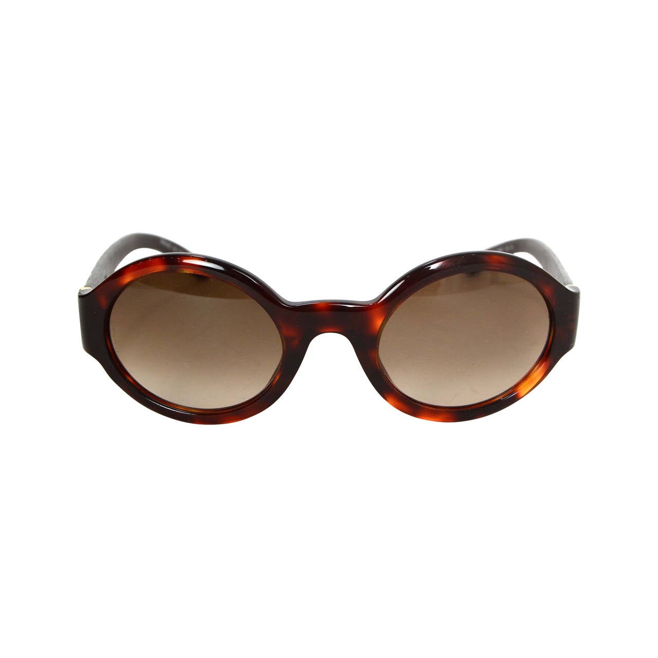 CHANEL Tortoise Shell & Quilted Leather Round Sunglasses
