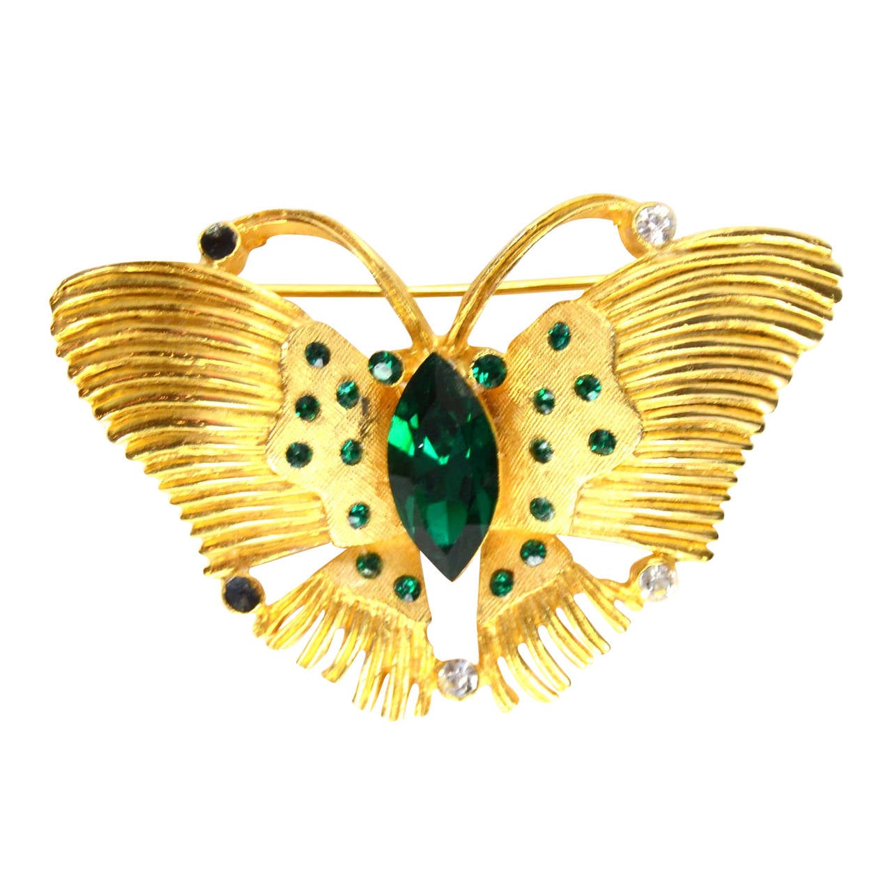 KRAMER Gold & Emerald Butterfly Brooch