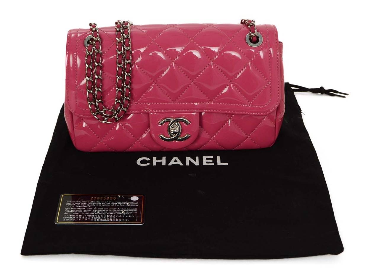 CHANEL '15 Pink Quilted Patent Small Flap Bag SHW 5