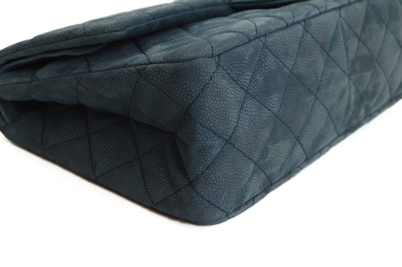 Women's CHANEL Iridescent Blue Quilted Caviar 2.55 Re-Issue 227 Double Flap Bag SHW