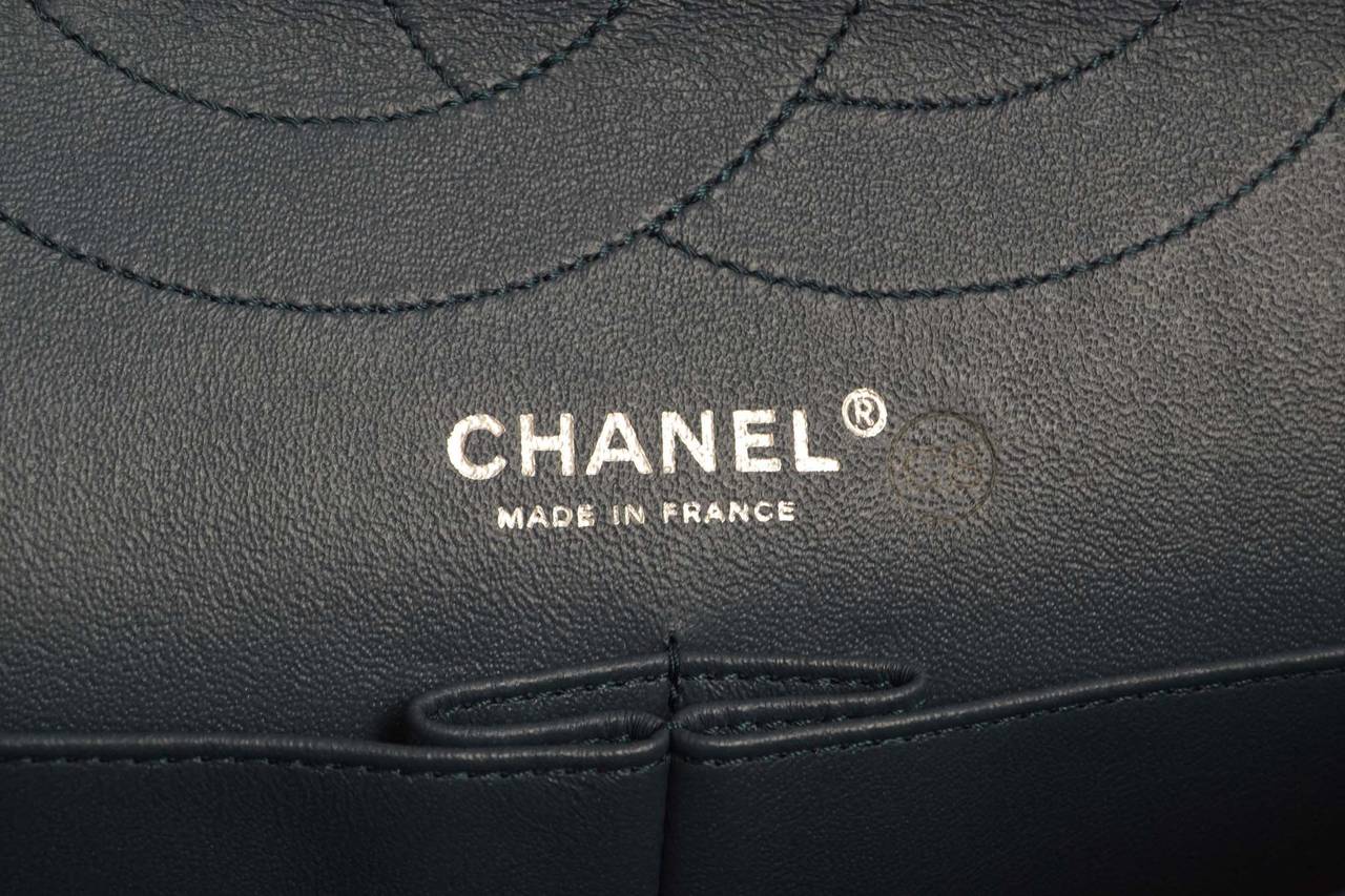 CHANEL Iridescent Blue Quilted Caviar 2.55 Re-Issue 227 Double Flap Bag SHW 3