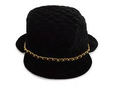 CHANEL Black Quilted Velvet Trapper Hat sz 58