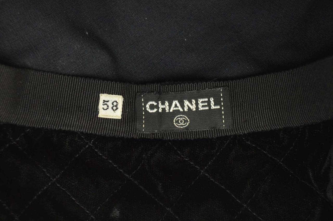 CHANEL Black Quilted Velvet Trapper Hat sz 58 2