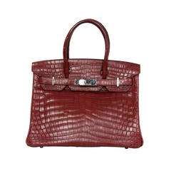 Hermes Rouge Niloticus Matte Crocodile 30cm Birkin Bag PHW 10