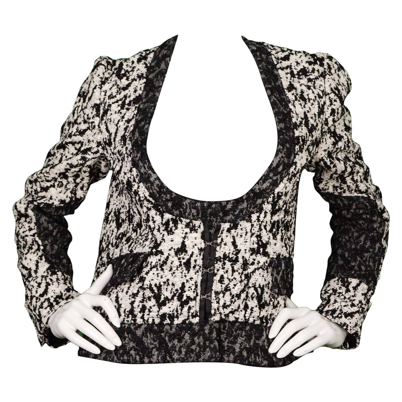 PROENZA SCHOULER Black & White Tweed U-Neck Jacket sz 6