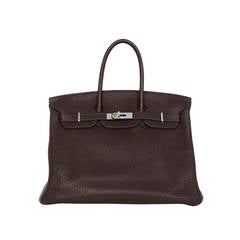 HERMES 2009 Braunes Togo Leder 35cm Birkin Tasche PHW
