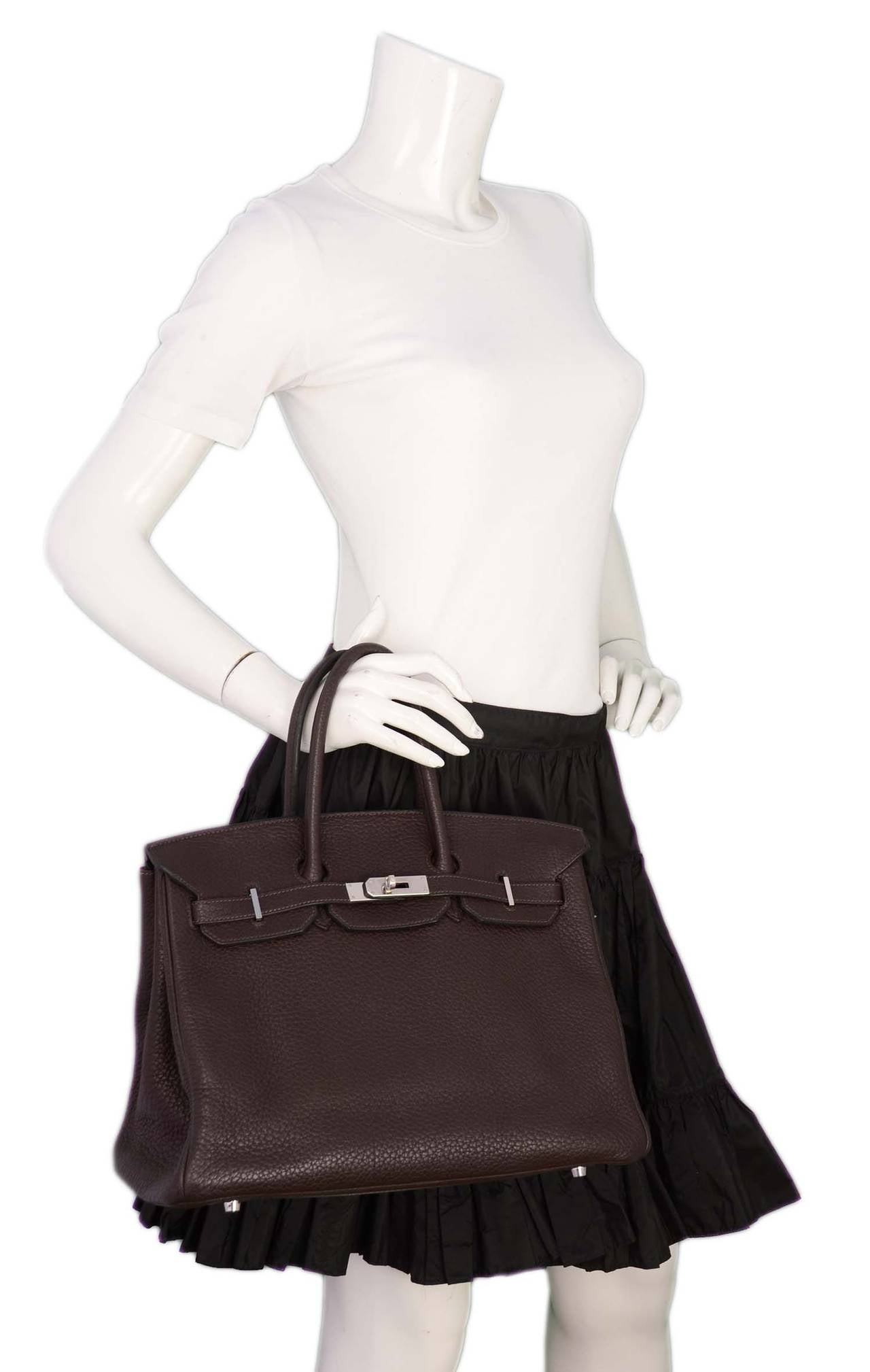 HERMES 2009 Brown Togo Leather 35cm Birkin Bag PHW 3