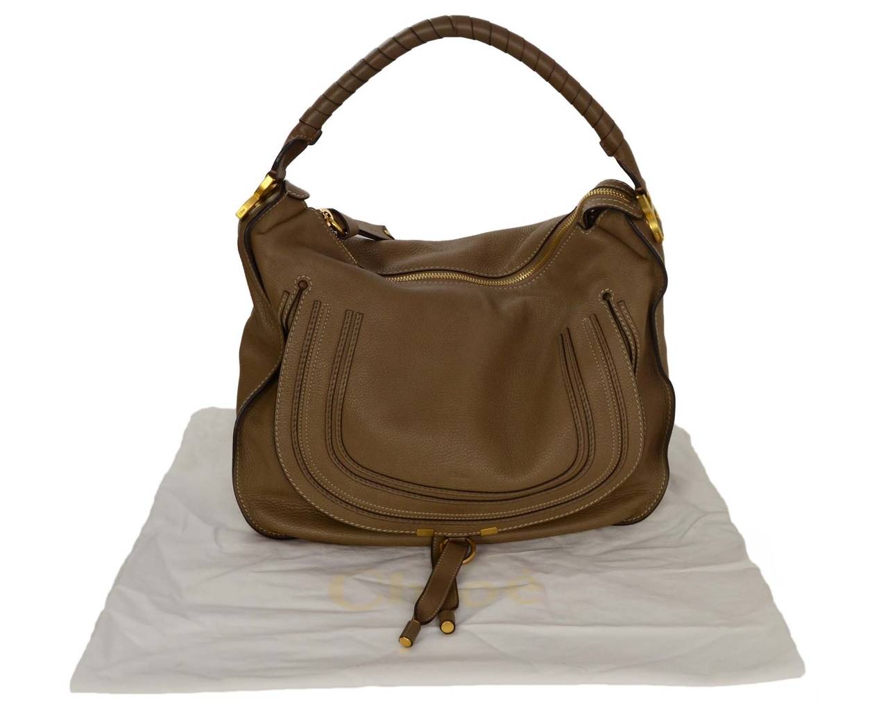 CHLOE Taupe Leather Large Marcie Hobo Bag GHW 4