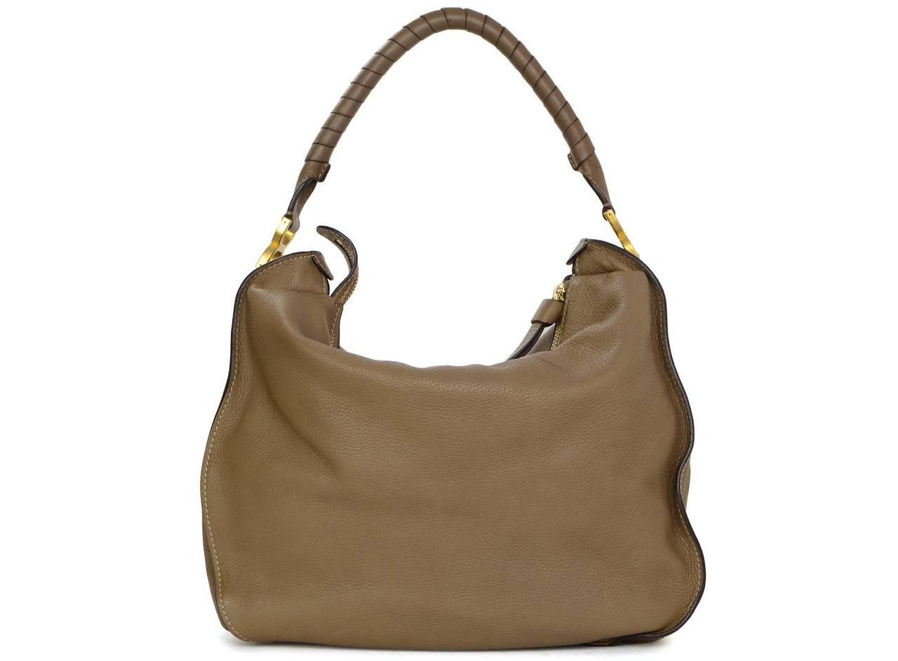 CHLOE Taupe Leather Large Marcie Hobo Bag GHW at 1stDibs | chloe taupe bag
