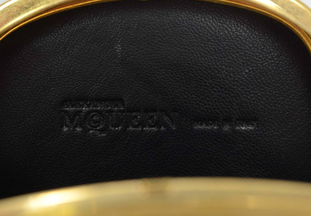 ALEXANDER MCQUEEN Black Leather Gold Studded Tassel & Skull Evening Bag GHW 3