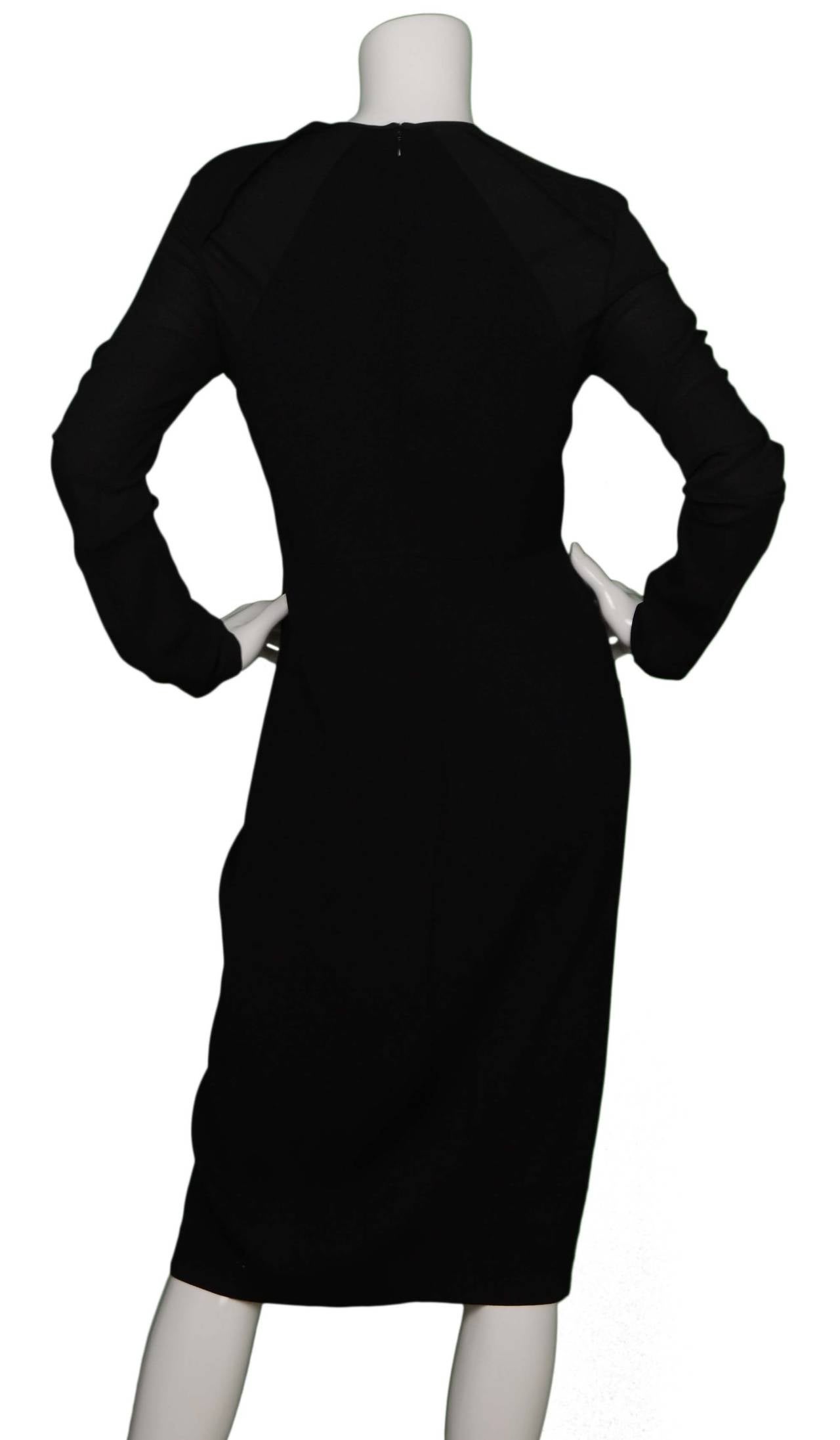 PROENZA SCHOULER Black Crepe Long Sleeve Cocktail Dress sz 8 In Excellent Condition In New York, NY