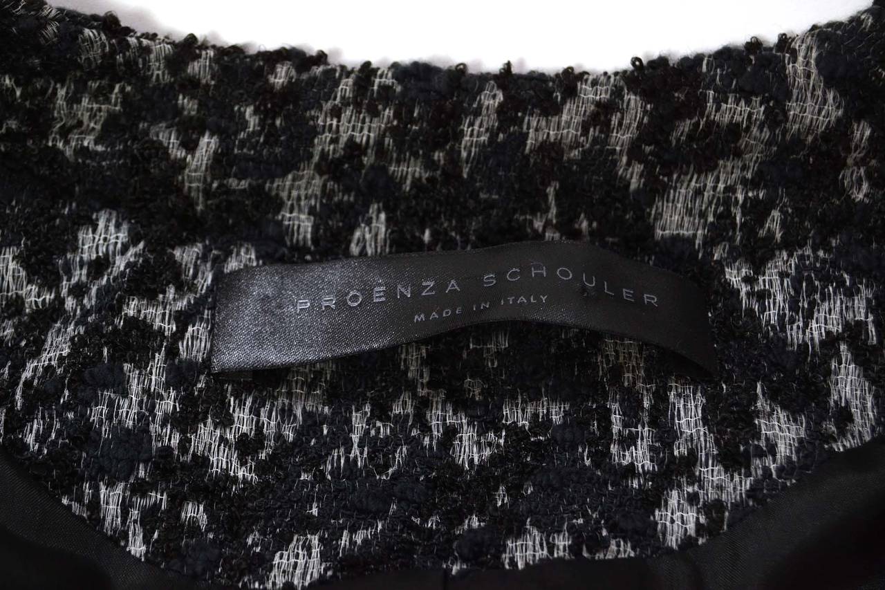 PROENZA SCHOULER Black & White Tweed U-Neck Jacket sz 6 In New Condition In New York, NY