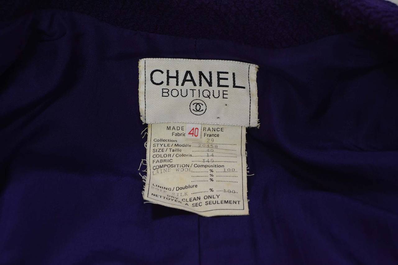 CHANEL Vintage '90s Royal Purple Wool Jacket sz 40 1