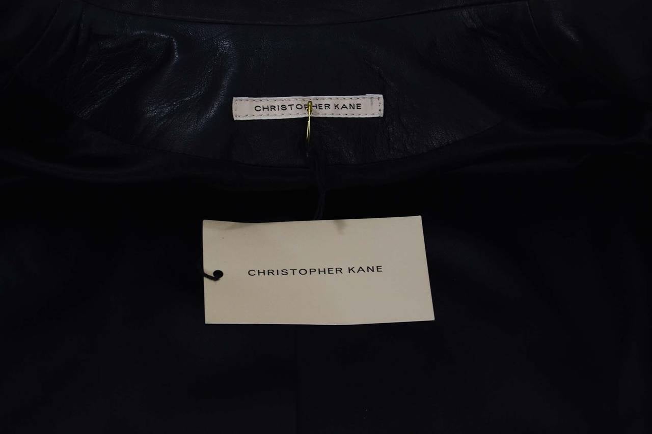 CHRISTOPHER KANE Floral Embroidered Black Leather Jacket sz 10 For Sale ...