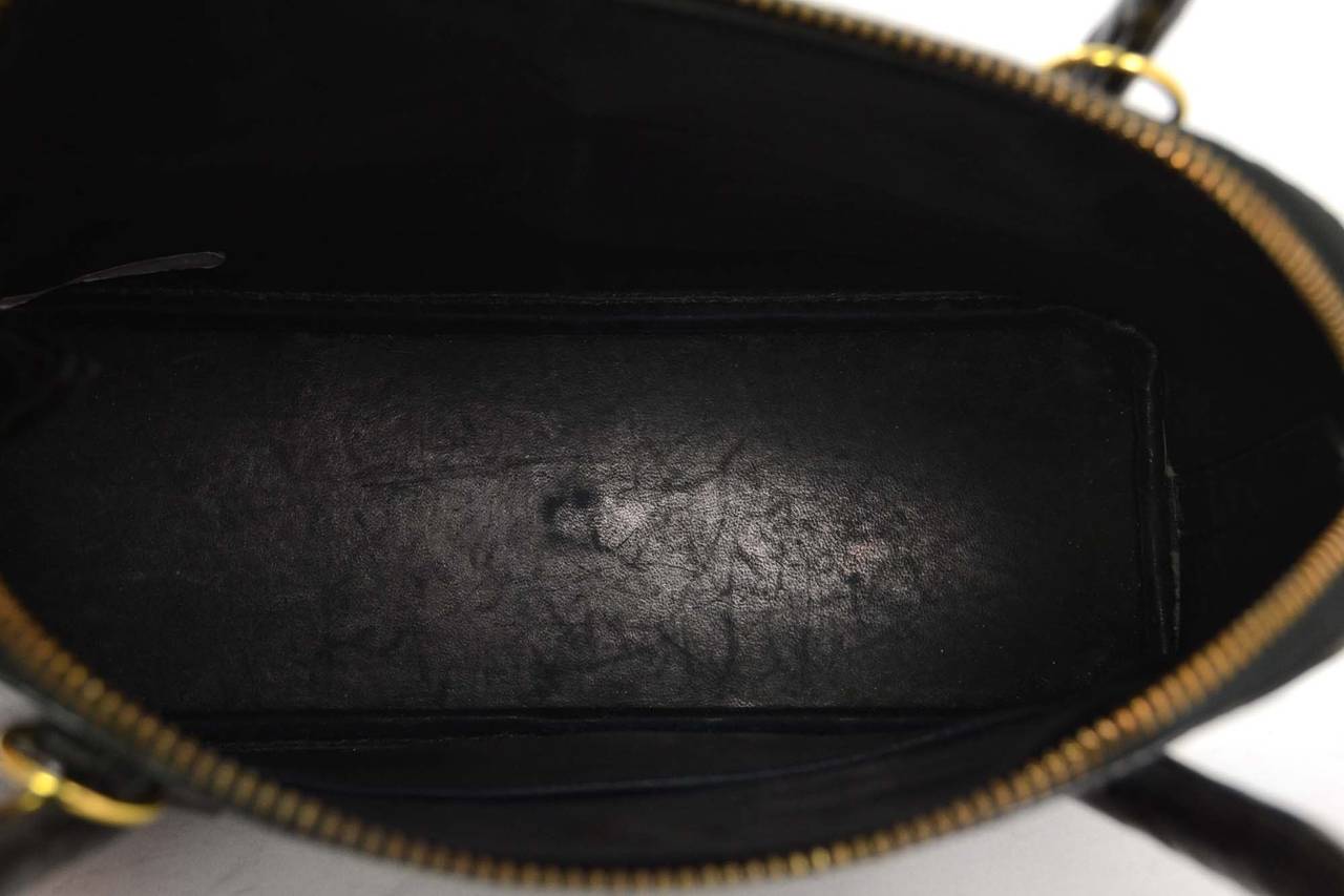 HERMES Vintage '93 Black Glazed Croc 25cm Mini Bolide Bag GHW 2