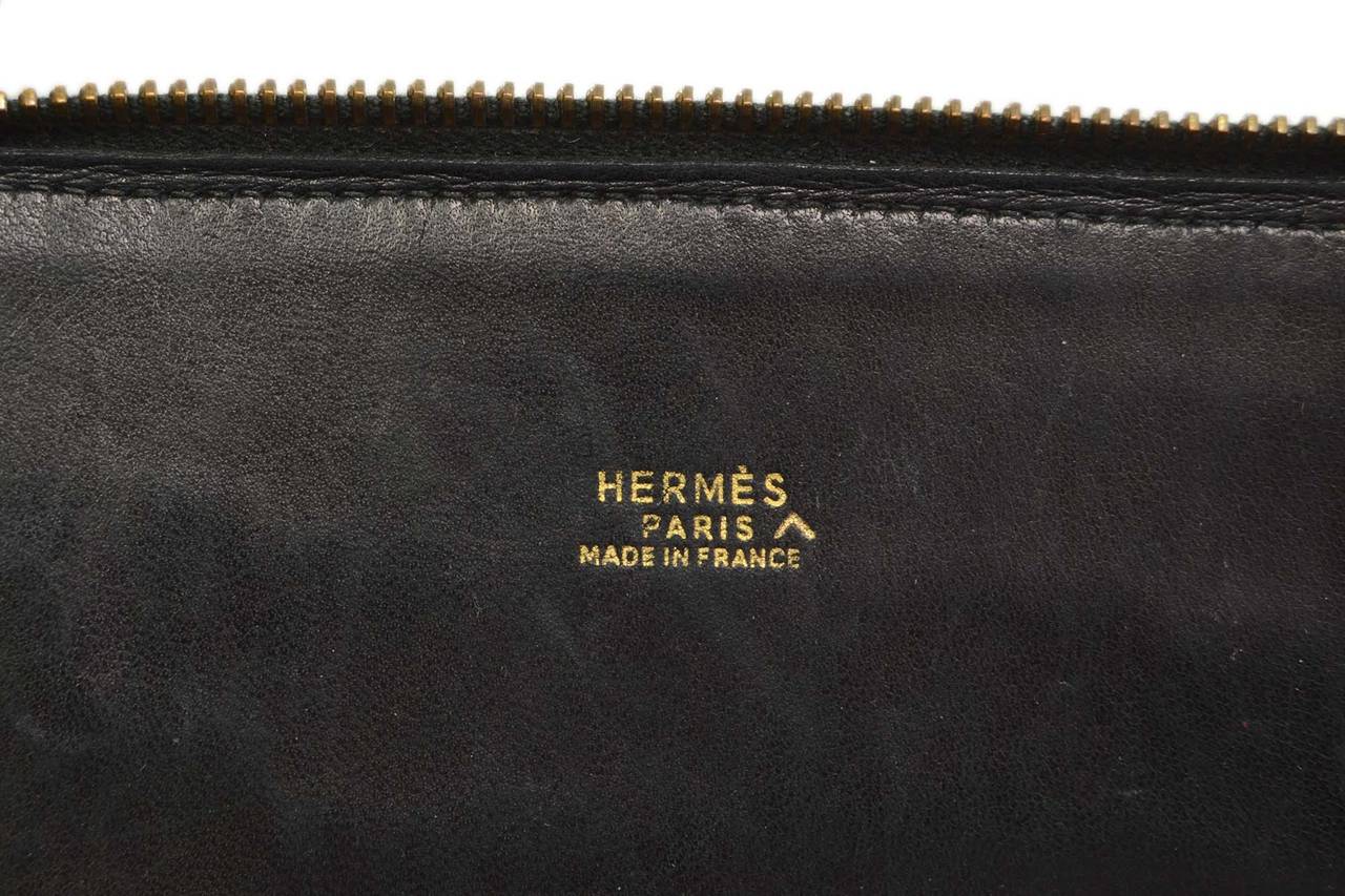 HERMES Vintage '93 Black Glazed Croc 25cm Mini Bolide Bag GHW 1