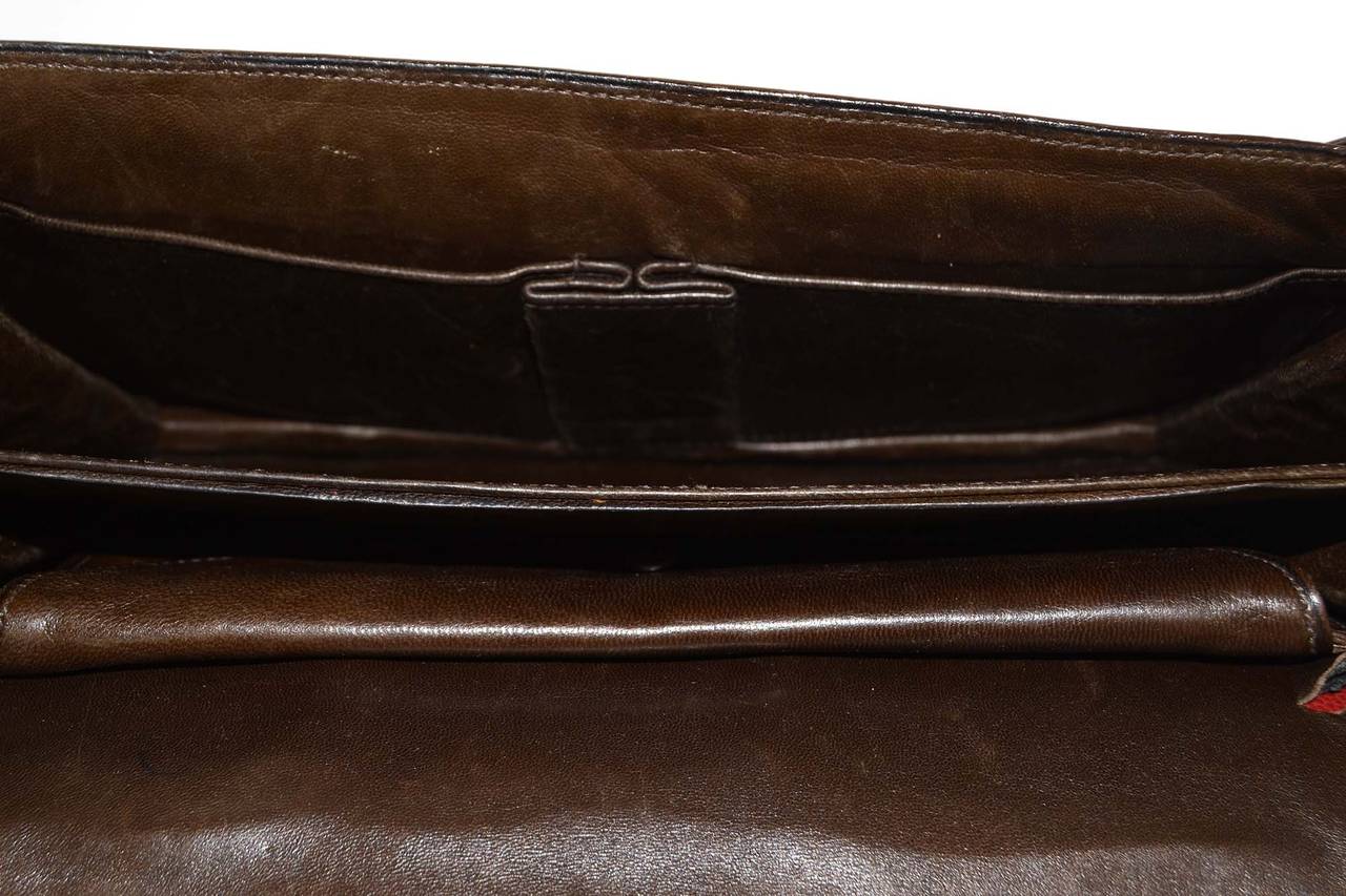 HERMES Vintage '62 Brown Glazed Croc Piano Bag GHW 2