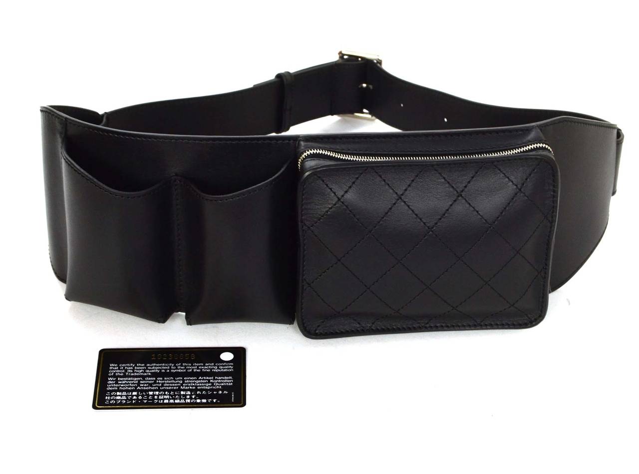 CHANEL Black Leather Belt Bag SHW 5