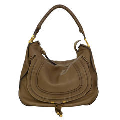 CHLOE Taupe Leather Large Marcie Hobo Bag GHW