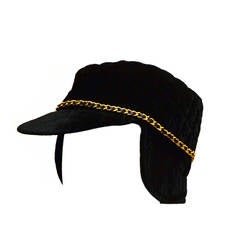 Vintage CHANEL Black Quilted Velvet Trapper Hat sz 58