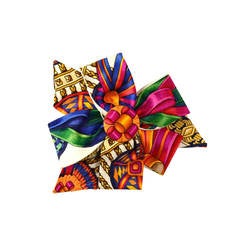 HERMES Multi-Colored Silk Hair Barrette