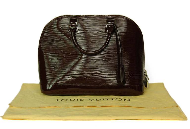 Louis Vuitton 2013 Prune Epi Electric Patent Leather Alma PM Tote Bag at  1stDibs