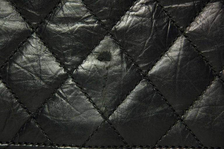 Chanel 2007 Black Distressed Quilted Leather Rolling Suitcase Luggage Bag 1