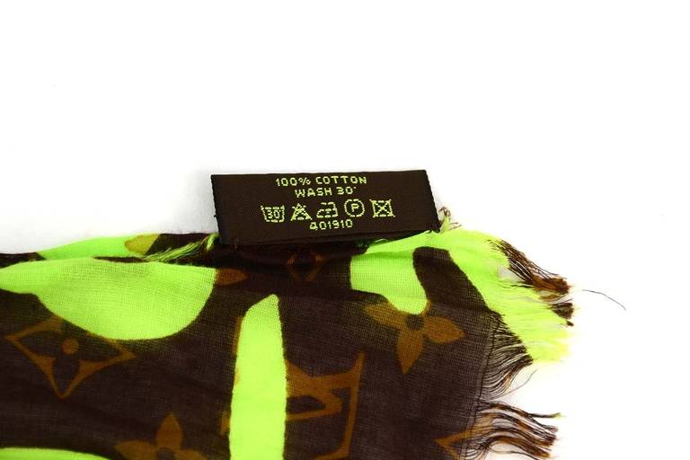 Louis Vuitton, Accessories, Louis Vuitton X Stephen Sprouse Graffiti Neon Green  Monogram Scarf Stole Wrap