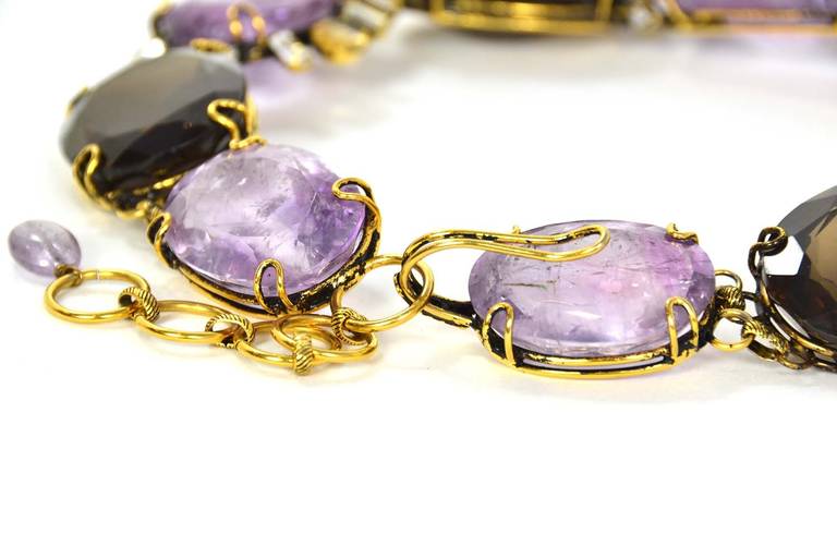 Iradj Moini Amethyst/Topaz Large Stone Choker w/ Optional Pendants In Excellent Condition In New York, NY