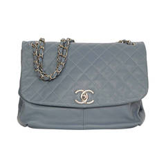 Chanel Pale Blue Quilted Leather Flap Bag SHW