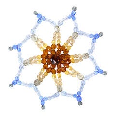 Chanel Vintage '98 Blue & Amber Beaded Flower Brooch Pin